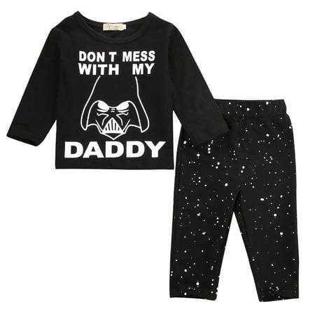 Newborn Baby Boys Girl Star War Tops T-shirt Long Pants Outfits Set Clothes