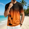 thumbnail image 2 of Mens Summer Shirts Short Sleeve Crew Neck Floral Gradient Tees Casual Beach Hawaiian Vintage T Shirts, L, 2 of 5