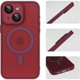 thumbnail image 6 of Compatible with iPhone 15 Plus Magnetic Frosted Case with Camera Lens Film Compatible with MagSafe Wireless Charging Case Men Women Translucent Matte Shockproof Phone Cover, Wine Red, 6 of 14