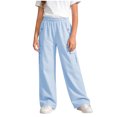 thumbnail image 2 of Miqool Girls Wide Leg Cargo Pants Elastic Waist Loose Fit Casual Lightweight Palazzo Pants with Multi Pockets for 5-16 Years, 2 of 5