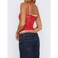 thumbnail image 4 of Women's Y2k Double-layer Lace Cami Top Sleeveless See Through Lace Tank Top Adjustable Spaghetti Strap Low Cut Sheer Floral Lace Crop Tops, 4 of 6