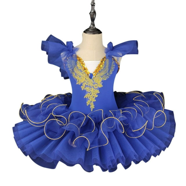 HOZADOIE Ballet Robes pour Filles à Paillettes Brodées Texture Camisole Pratique de Danse Justaucorps à Jupe en Maille Robe Princesse Sans Manches Col en V Ballerine Jupe Bouffante Tenue de Danse pour Enfants 0-12 Ans