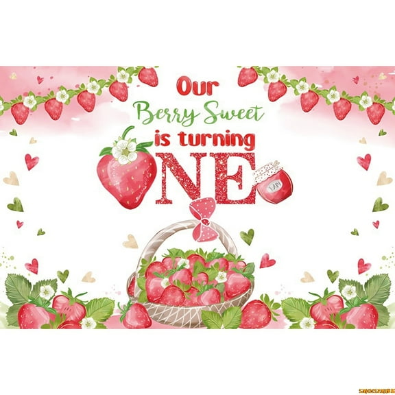 Strawberry Theme Sweet One 1st Birthday Backdrop Party r Newborn Baby Photography Background Baby Shower Backdrops