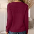 thumbnail image 6 of Lumtrix Knit Sweater for Women Long Sleeve Crew Neck Cute Sweaters Dressy Causal Loose Warm Soft Cozy Hollow Tunic Fall Winter Crochet Pullover Wine 2XL, 6 of 6