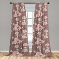 thumbnail image 2 of Rose Pattern Window Curtains, Autumnal Inspirations Delicate Flowers Vintage on Striped Back, Lightweight Decor 2-Panel Set with Rod Pocket, Pair of - 28"x84", Pale Pink Cinnamon Blush, by Ambesonne, 2 of 3
