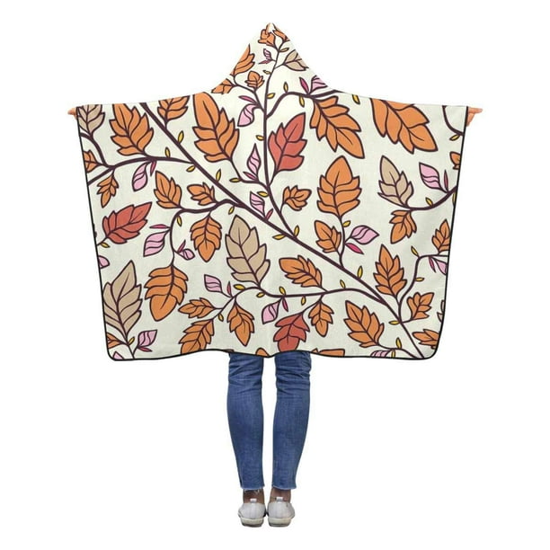 ASHLEIGH Fall Autumn Leaves Hooded Throw Blanket 40x50 inches Toddler Kid Baby Boys Girls