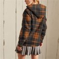 thumbnail image 3 of Winter Hooded Jackets for Women Trendy Plaid Long Sleeve Coats Warm Flannel Shacket Casual Zip up Outerwear New Women Plus Size Light Raincoat Style B-2 Brown L, 3 of 6