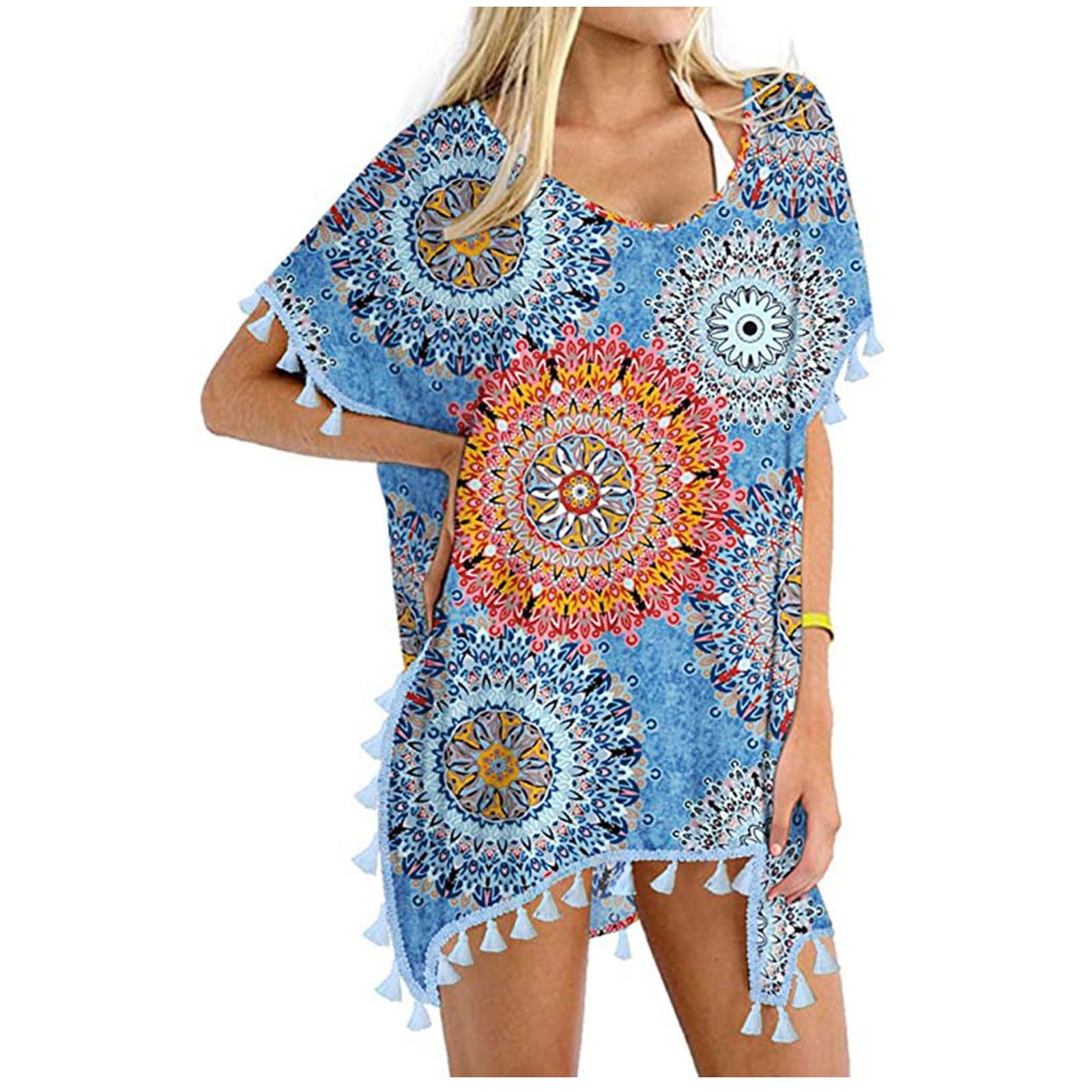 Shiusina Swimsuit For Women's Trim Kaftan Chiffon Tassels Swimwear