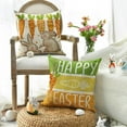 thumbnail image 4 of Happy Easter Rabbit Easter Eggs Carrots Watercolor Throw Pillow Covers, 18 x 18 Inch Orange Hunny Bunny Stripes Cushion Case Decoration for Sofa Couch Set of 4, 4 of 6