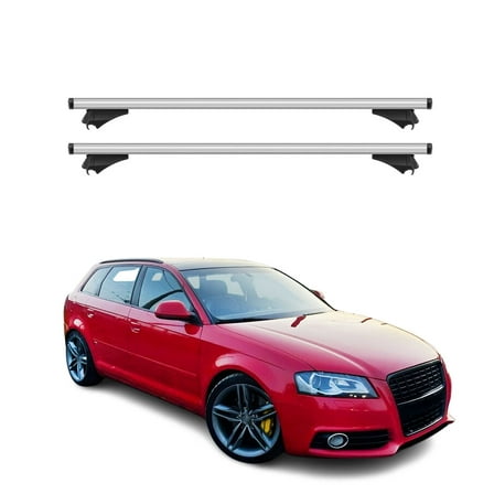 OMAC Cross Bars Roof Racks Aluminium for Audi A3 Sportback 2006-2013 Silver 2 Pcs Anti-Theft for Travel Kayak Canoe Surf Ski Snowboard Camping