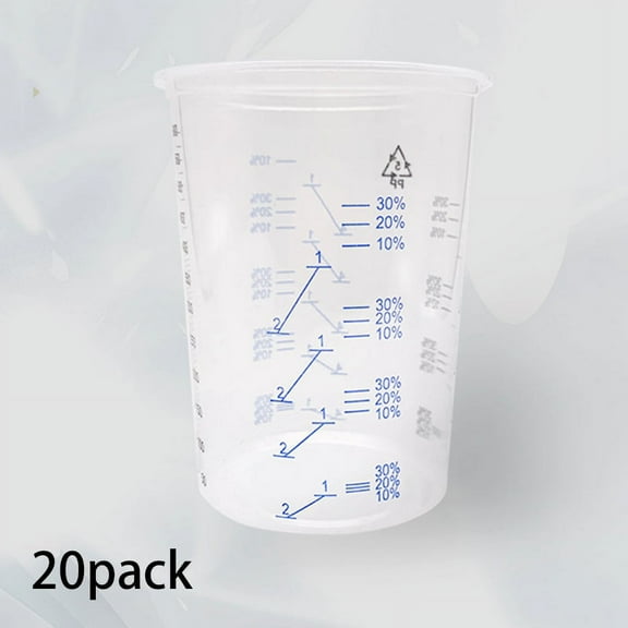 20Pcs Plastic Disposable Paint Mixing Cup Measurements Cups for Resin Epoxy Pour 600ML