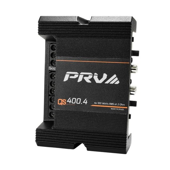 PRV Audio QS400.4 Mini Amplificateur Audio Compact 2 Ohms 4 Canaux 4 x 100 Watts RMS à 2 Ohms - 400 Watt Amplificateur Stéréo 12 Volts Amplificateur Classe D Portée Complète Pontable