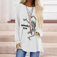 thumbnail image 2 of Mode Femme Décontractée Imprimé Col Rond T-shirt Manches Longues Ample Blouse Pull, 2 of 6
