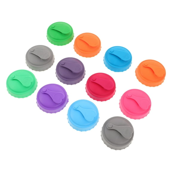 OUNONA 12 Multi Silicone Lids for Cans  SpillProof Beverage Covers with BuiltIn Drinking Spout, 12 Count