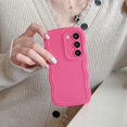 thumbnail image 2 of Wave Frame Case for Samsung Galaxy S21 FE 5G Phone Case,Cute Wave Frame Slim Fit Shockproof Phone Bumper Cover Soft Pretty Curly Wavy Case Anti-Scratch TPU Case - Rose Red, 2 of 14