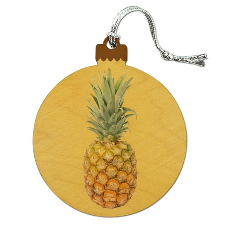 Holiday Williamsburg Fruit - Pineapple Fruit on Yellow Tropical Background Wood Christmas Tree Holiday Ornament