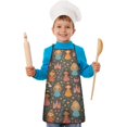 thumbnail image 2 of Colorful Princess Castle Pattern Kids Aprons for Girls and Boys,Adjustable Neck Strap Toddler Aprons for Kids Cooking Baking, 2 of 7