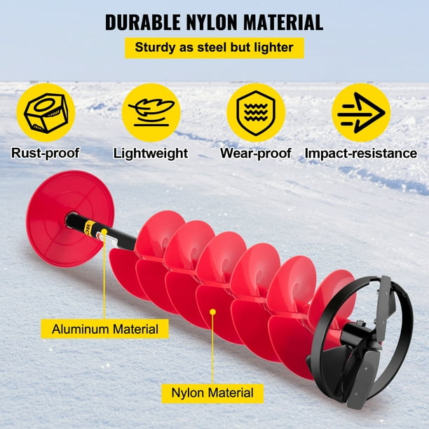 Nylon Ice Drill Auger 8x41'' Drill Adapter Hand Held Drill Ice Augers Bit  with Adjustable 14in Extension Rod Electric Drill Clips for Ice Fishing