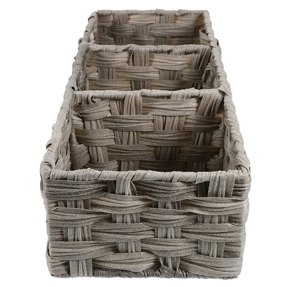 MLINS Countertop Divided Basket Sundries Holder Imitation Rattan Organizing Basket