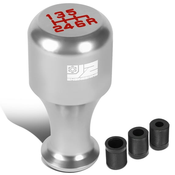 J2 Engineering Universal Silver Manual Car Shifter Knob Aluminum Cylindrical Wine Cup Style with Adapter J2-SK-006-SL