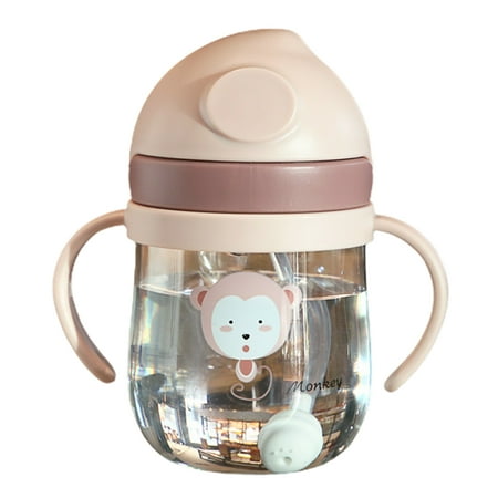 

HUAQUE 250ML Straw Bottle Ergonomic Handle Anti-choking with Scale Gravity Ball Design Leak-proof Drop Resistance Water Bottle for Home
