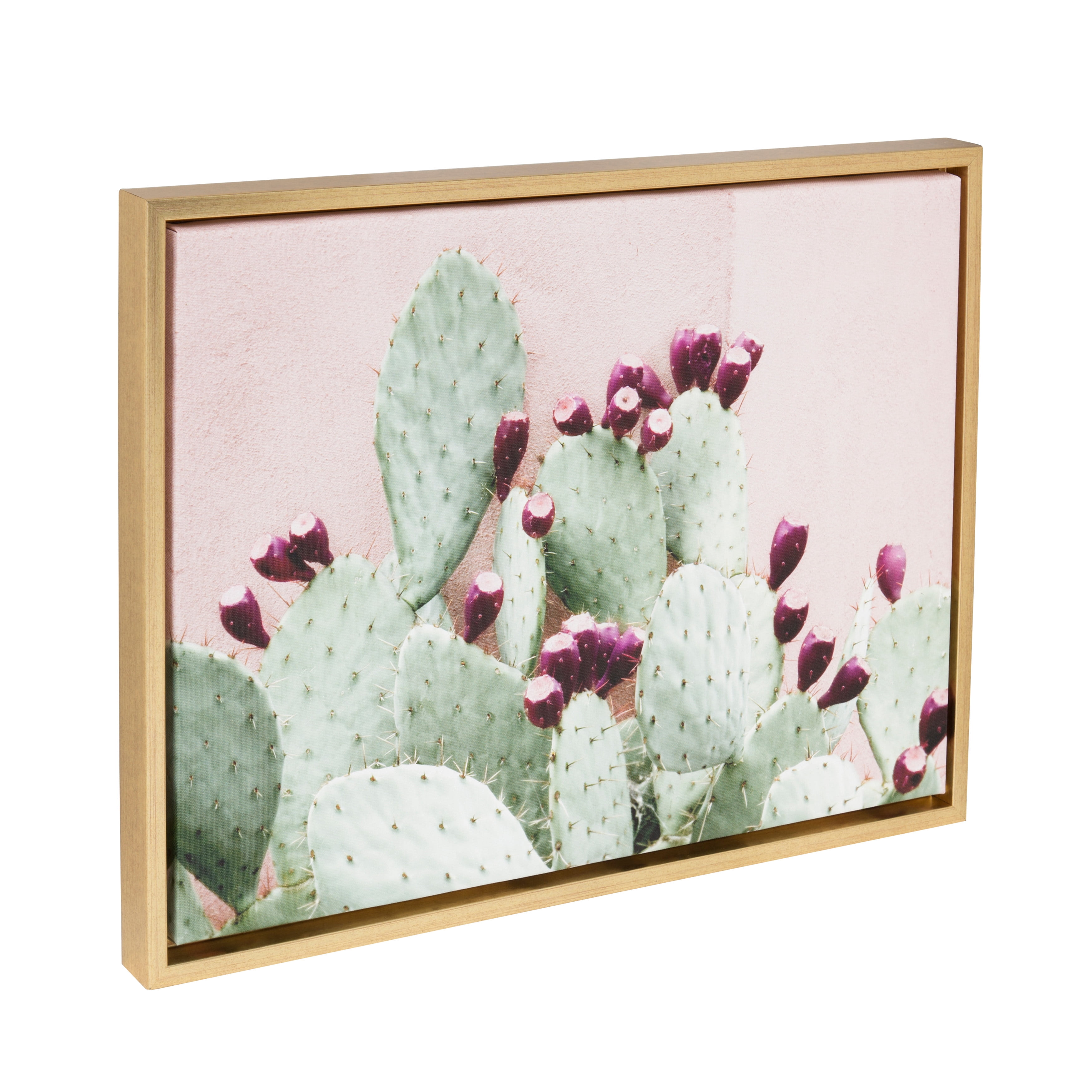 Kate and Laurel Sylvie Cactus 25 Framed Canvas Wall Art by Amy Peterson, 18x24 Gold