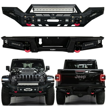 Vijay Gladiator Front and Rear Bumper for 2020-2024 Jeep Gladiator JT with Spotlight and D-Rings