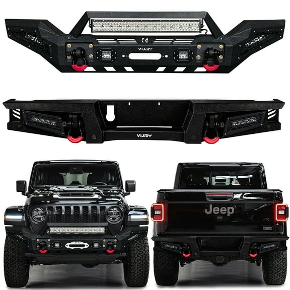 Vijay Gladiator Front and Rear Bumper for 2020-2024 Jeep Gladiator JT with Spotlight and D-Rings