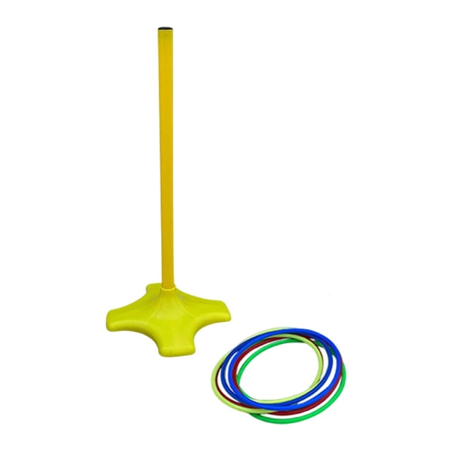 Juego de lanzamiento de aros, juego de carnaval, regalo para niños, divertido para niños y adultos, para interior y exterior, patio, césped, fiesta, Poste amarillo