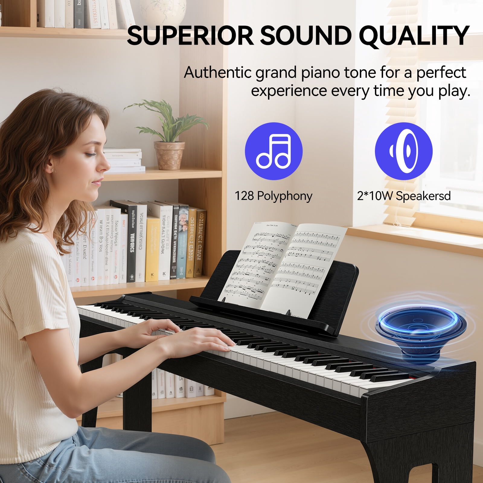 88 Keys Weighted Keyboard Piano, Full Size Hammer Action Digital Piano with Speakers, Electronic Piano Keyboard with Furniture Stand Suitable for Beginners