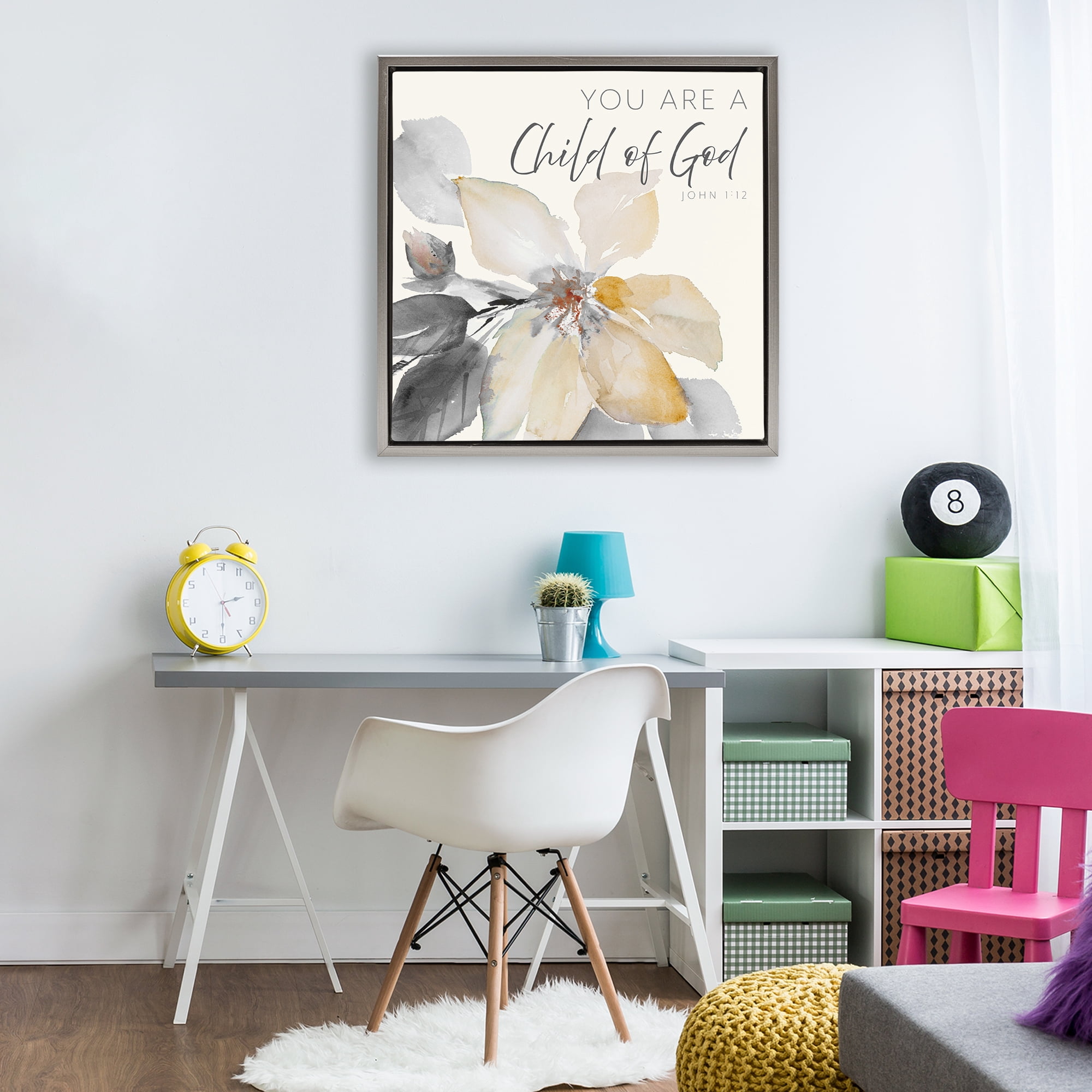 Stupell Industries Child Of God Flower Gray Framed Floater Canvas Wall Art, design by Lanie Loreth