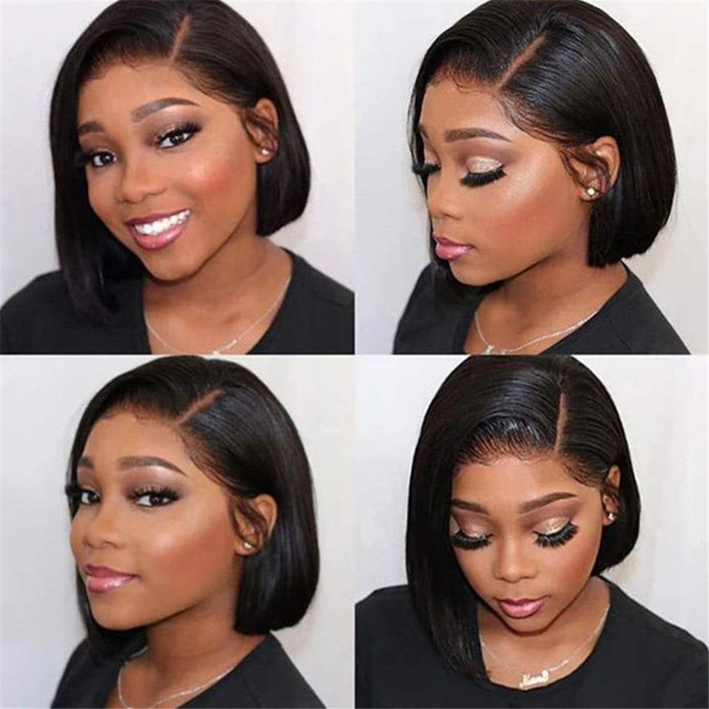 Short Straight Side Part Bob Human Hair Wigs Bob Part Lace Wigs Indian Hair Wigs