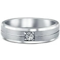 thumbnail image 4 of Pompeii 1/6Ct Diamond Brushed Mens Wedding Band in White, Yellow, or Rose Gold Lab Grown, 4 of 7