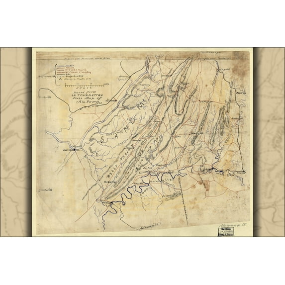 24"x36" Gallery Poster, Map of ne Alabama nw Georgia general McCook 1864