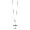 thumbnail image 2 of 925 Sterling Silver Cable Gemstone Necklace Chain Diamond Fascination Mystique Platinum-plated and Sapphire Cross 18 Inch 19 mm, 2 of 5