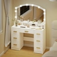 thumbnail image 1 of HOMCOM Vanity Desk with Lighted Mirror Makeup Vanity with 7 Drawers White, 1 of 9