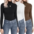 thumbnail image 2 of EKOUAER Women's Turtleneck Long Sleeve Shirts Fall Fashion Lightweight Base Layer Solid Slim Fit Thermal Underwear Tops, 2 of 3
