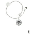 thumbnail image 2 of Delight Jewelry Silvertone Domed Black PharmD Silver-tone Rose Link Chain Bracelet, 6.25"+1.75" Extender, 2 of 4