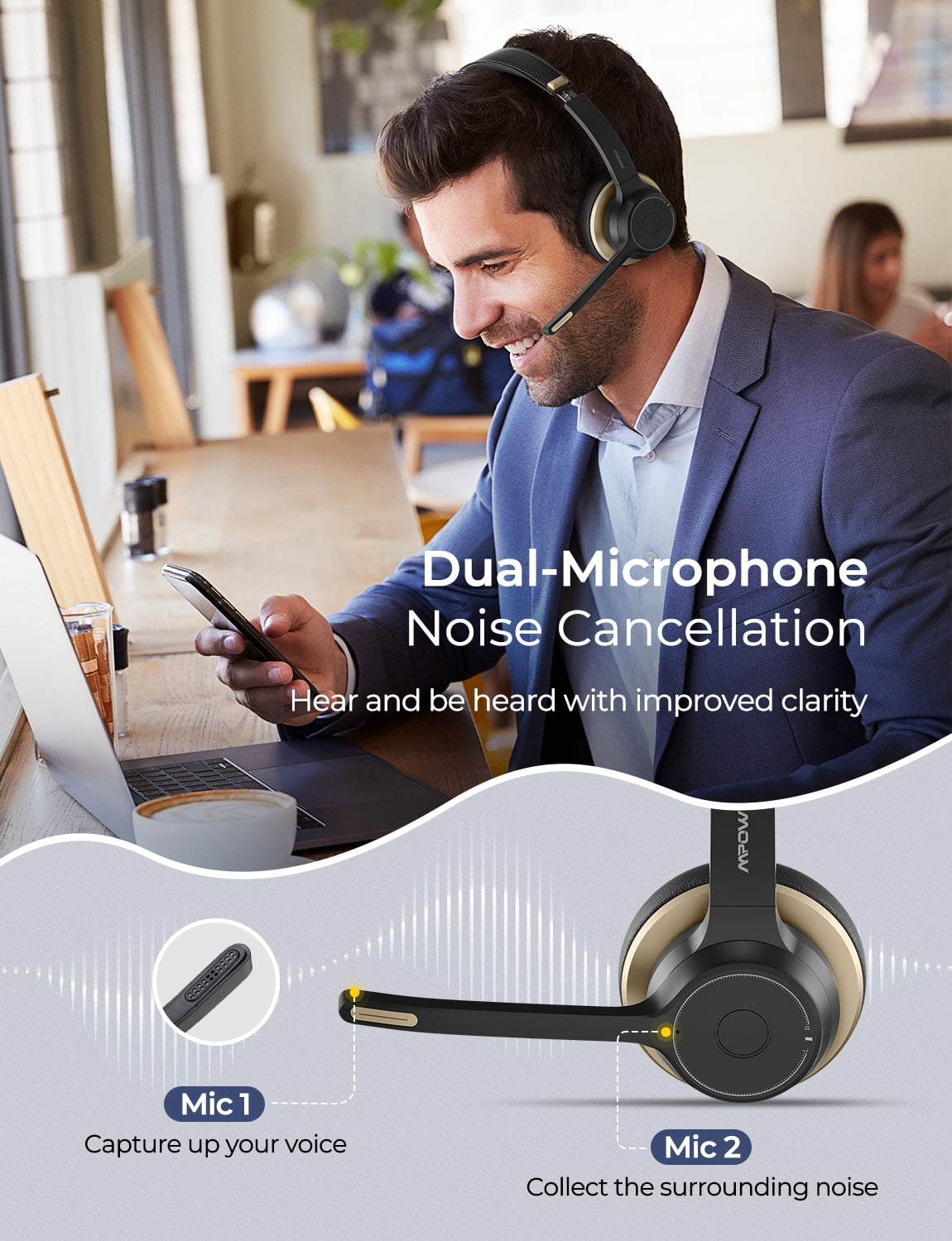 Mpow HC5 Bluetooth Headset with Microphone – MPOW