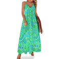 thumbnail image 1 of Vestido sin mangas con flores verdes y poder para mujer, vestido largo para cumpleaños, vestido de noche para mujer, 1 of 7