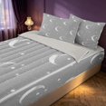 thumbnail image 2 of Homewish Psychedelic Stars Moon Zipper Full Size Comforter Sets with Fitted Sheet and 2 Pillowcases, White Gray Zipper Bedding Set, Gray Reversible, 2 of 7