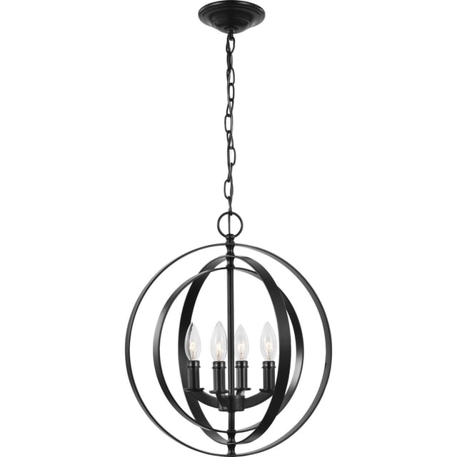 Progress P3827-31 Equinox - Pendants Light - 4 Light in Luxe and New Traditional and Transitional Style - 16 Inches Wide by 18.38 Inches high, Black Finish