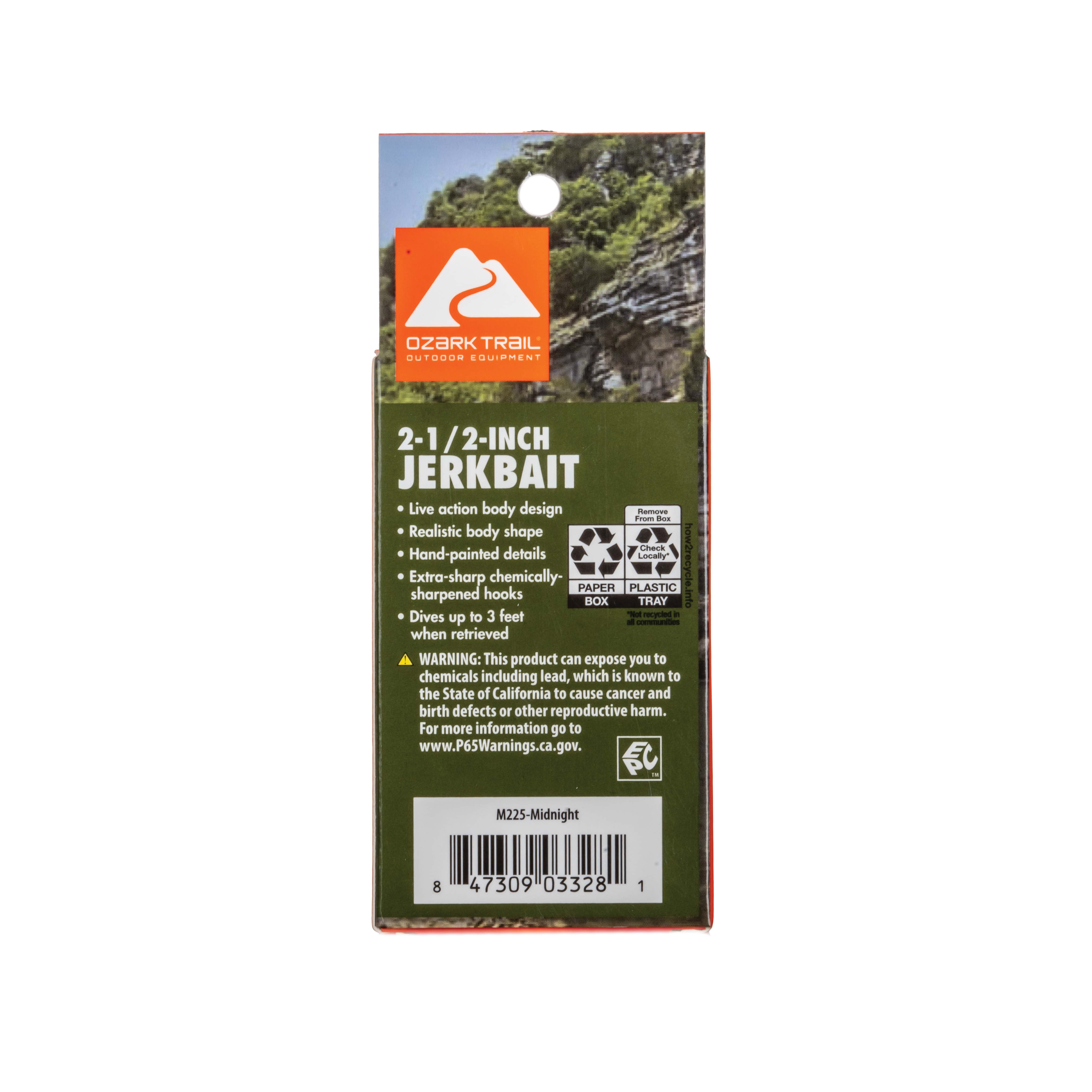Ozark Trail Freshwater Minnow Fishing Lure, Midnight, 2-1/2-inch