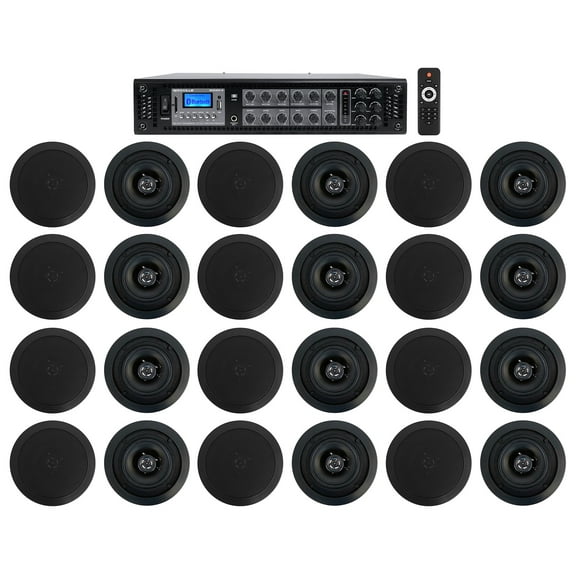 Rockville Commercial Amp 24) 5.25" 2-Way Black Ceiling Speakers 4 Hotel/Office