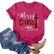 thumbnail image 3 of Gibobby Camiseta Navideña De La Mujer Moda para mujer para tops casuales Camiseta de manga corta con cuello redondo Camiseta holgada con estampado navideño(Rosa caliente,G), 3 of 5