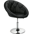 thumbnail image 2 of Alden Design Modern Tufted Adjustable Barrel Swivel Accent Chair, Black Faux Leather, 2 of 14