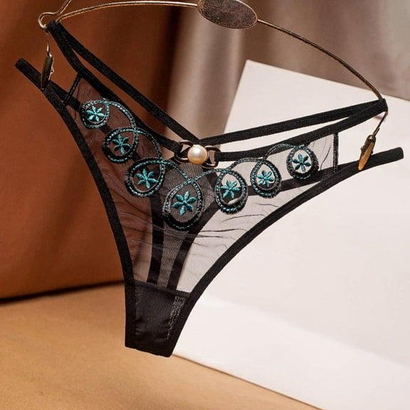 Jwputqe Thongs for Women,Thongs,Thong Panties,Breathable,Seamless,Solid,Low Waist,Polyester,Spandex ,Black,Free Size