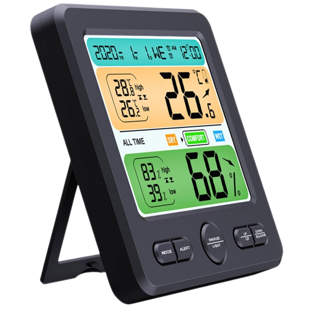 TABLZONE Digital Temperature & Humidity Meter Hygrometer, , Compact Black Design, Accurate Indoor Climate Monitor, 1 Set