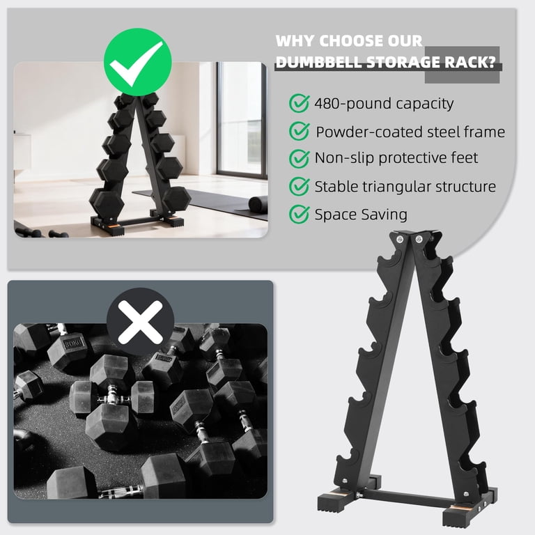 Signature Fitness A-Frame Dumbbell Rack with 25 lb Dumbbells photo 7