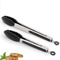 thumbnail image 1 of Juego de 2 pinzas de cocina de 9 y 12 pulgadas, acero inoxidable de primera calidad, sin BPA, silicona antiadherente, parrilla, barbacoa, cocina, pinzas para alimentos, color negro BANYUO Electrónica, 1 of 4